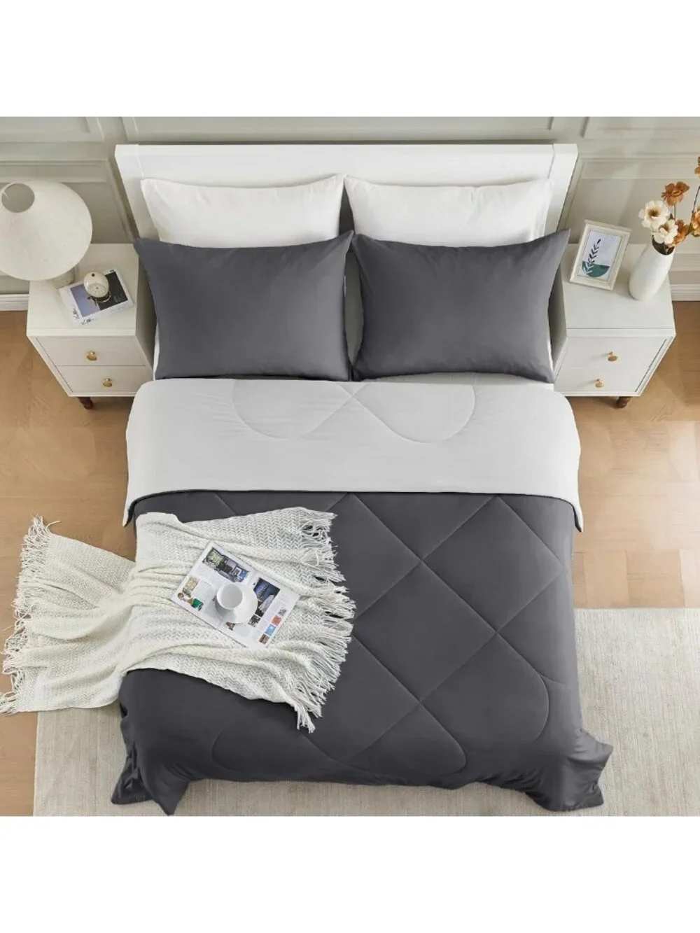 Cooling Comforter for Hot Sleepers, King/Cal King Size, Soft Gray 108